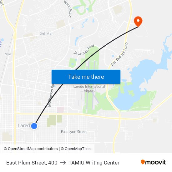 East Plum Street, 400 to TAMIU Writing Center map