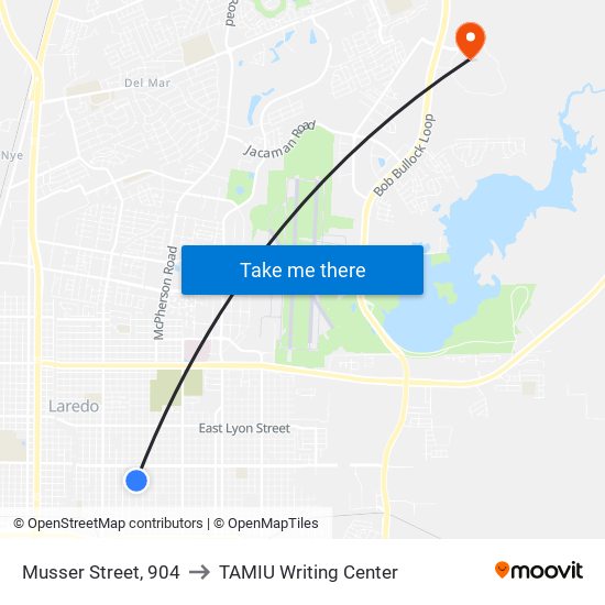 Musser Street, 904 to TAMIU Writing Center map