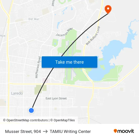 Musser Street, 904 to TAMIU Writing Center map