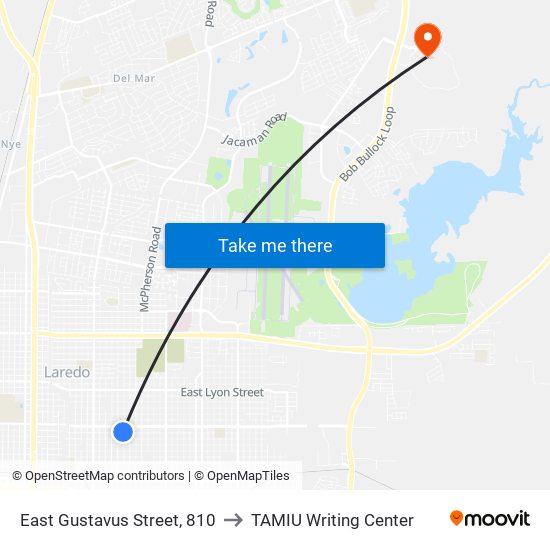 East Gustavus Street, 810 to TAMIU Writing Center map