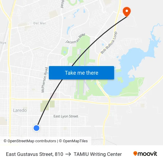 East Gustavus Street, 810 to TAMIU Writing Center map