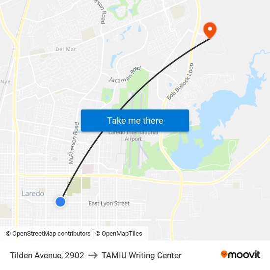 Tilden Avenue, 2902 to TAMIU Writing Center map