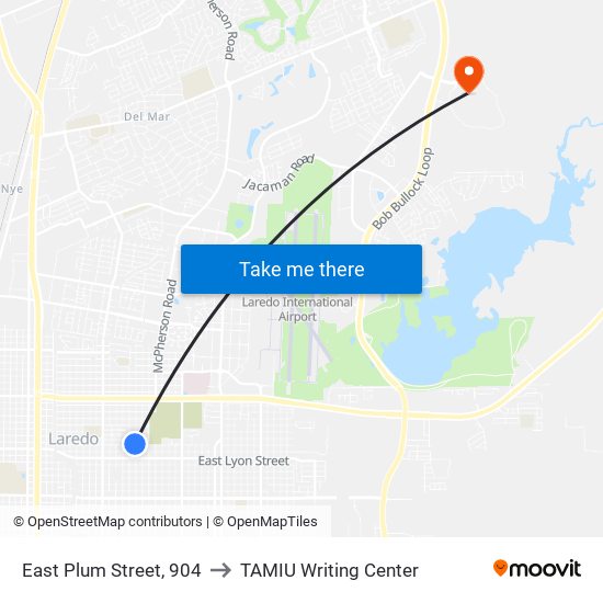 East Plum Street, 904 to TAMIU Writing Center map