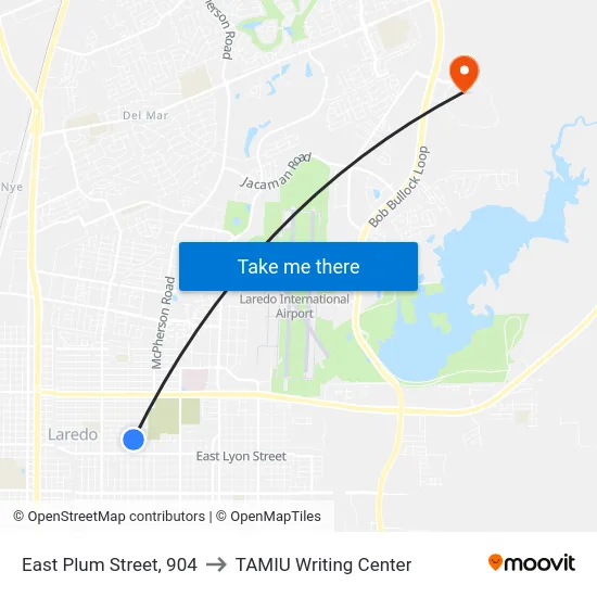 East Plum Street, 904 to TAMIU Writing Center map