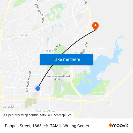 Pappas Street, 1865 to TAMIU Writing Center map