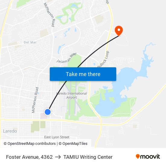 Foster Avenue, 4362 to TAMIU Writing Center map