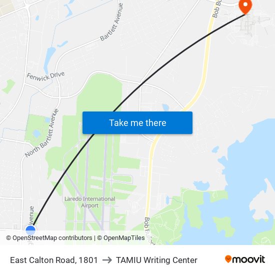 East Calton Road, 1801 to TAMIU Writing Center map