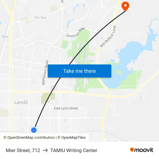 Mier Street, 712 to TAMIU Writing Center map