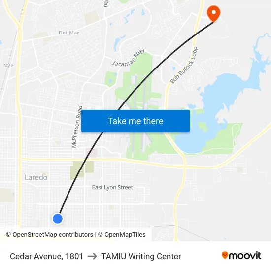 Cedar Avenue, 1801 to TAMIU Writing Center map