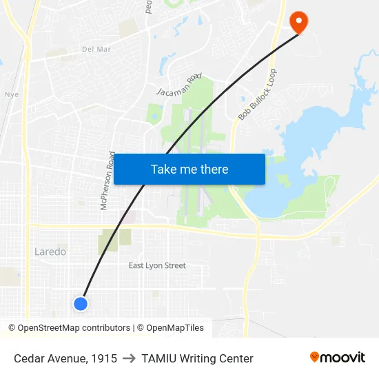 Cedar Avenue, 1915 to TAMIU Writing Center map