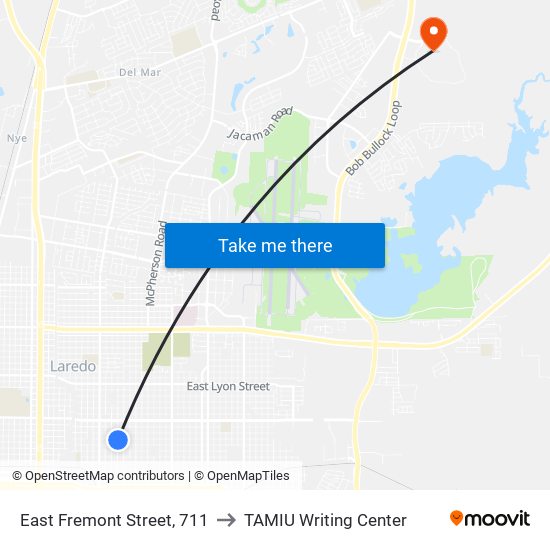 East Fremont Street, 711 to TAMIU Writing Center map