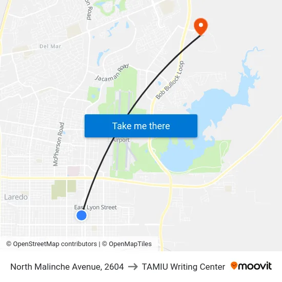 North Malinche Avenue, 2604 to TAMIU Writing Center map