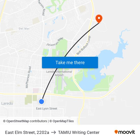 East Elm Street, 2202a to TAMIU Writing Center map