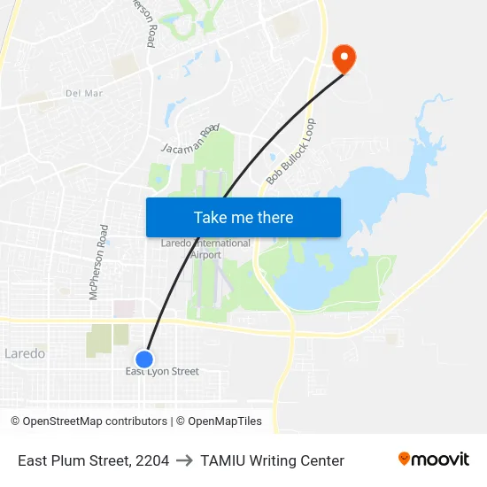 East Plum Street, 2204 to TAMIU Writing Center map