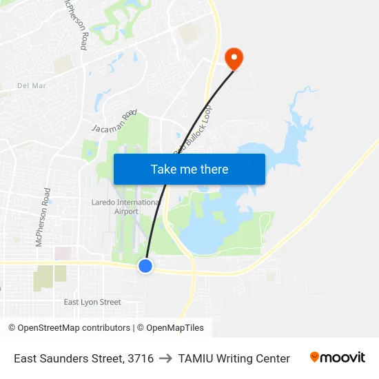 East Saunders Street, 3716 to TAMIU Writing Center map