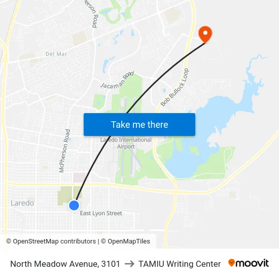 North Meadow Avenue, 3101 to TAMIU Writing Center map