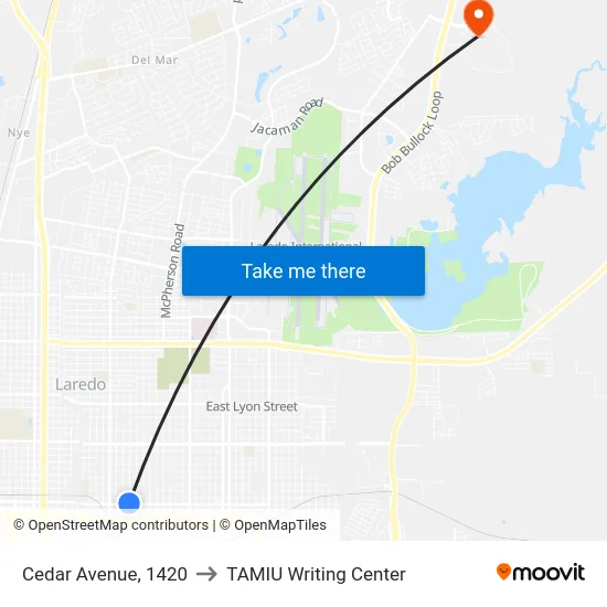 Cedar Avenue, 1420 to TAMIU Writing Center map