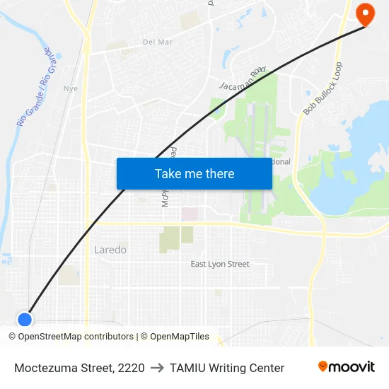 Moctezuma Street, 2220 to TAMIU Writing Center map