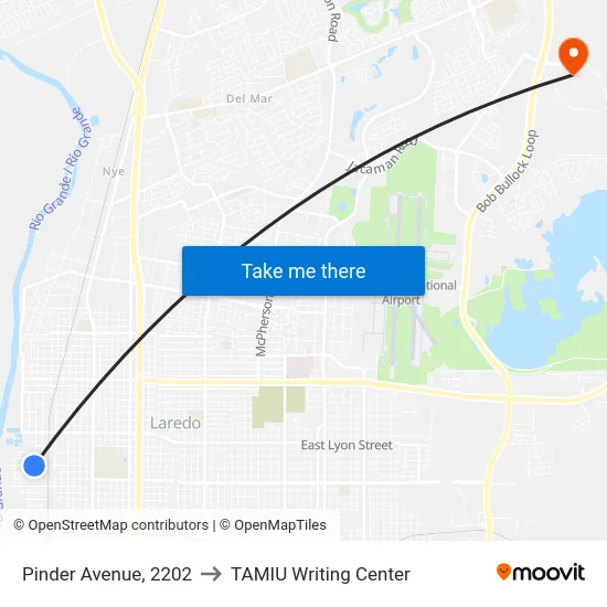 Pinder Avenue, 2202 to TAMIU Writing Center map