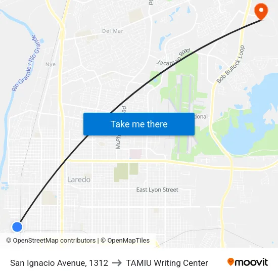 San Ignacio Avenue, 1312 to TAMIU Writing Center map