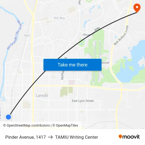 Pinder Avenue, 1417 to TAMIU Writing Center map