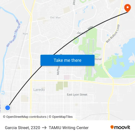 Garcia Street, 2320 to TAMIU Writing Center map