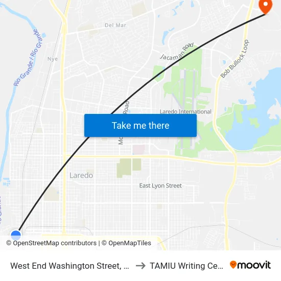 West End Washington Street, 1947 to TAMIU Writing Center map