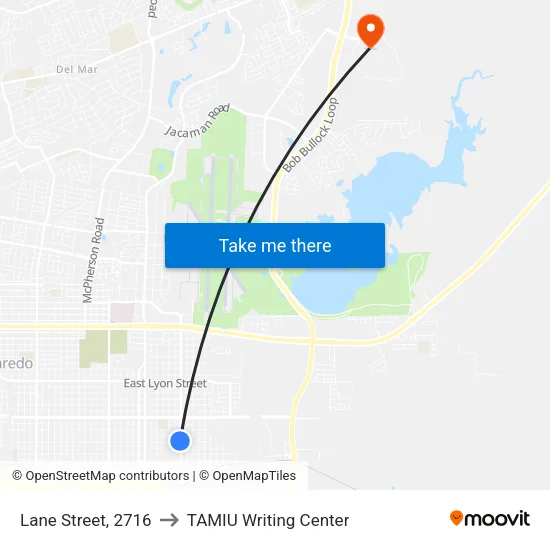 Lane Street, 2716 to TAMIU Writing Center map