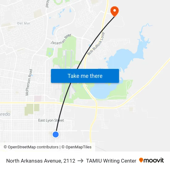 North Arkansas Avenue, 2112 to TAMIU Writing Center map