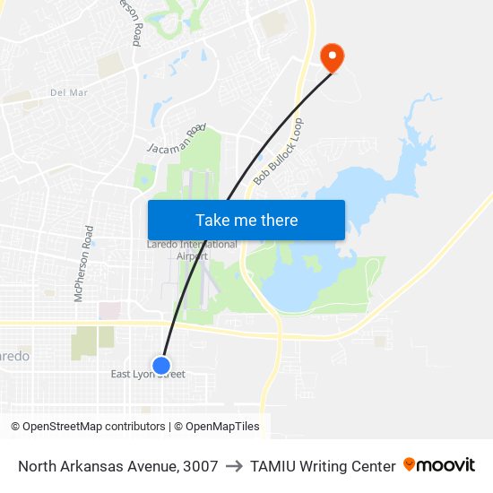 North Arkansas Avenue, 3007 to TAMIU Writing Center map