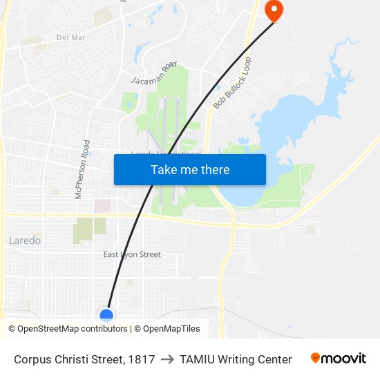 Corpus Christi Street, 1817 to TAMIU Writing Center map