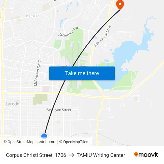 Corpus Christi Street, 1706 to TAMIU Writing Center map