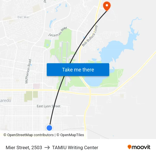 Mier Street, 2503 to TAMIU Writing Center map
