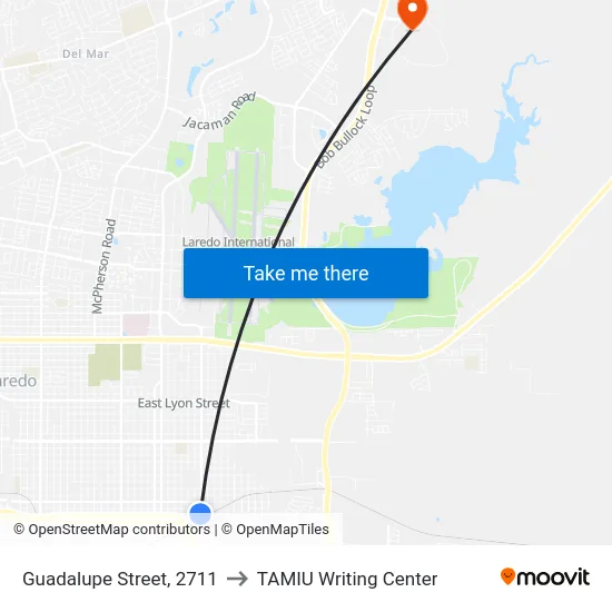 Guadalupe Street, 2711 to TAMIU Writing Center map