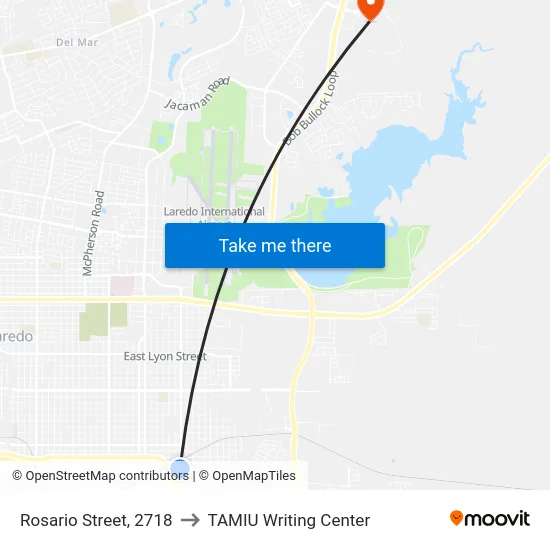 Rosario Street, 2718 to TAMIU Writing Center map