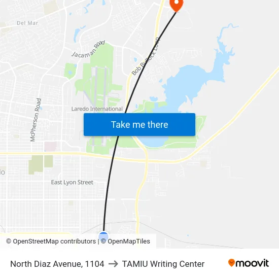 North Diaz Avenue, 1104 to TAMIU Writing Center map