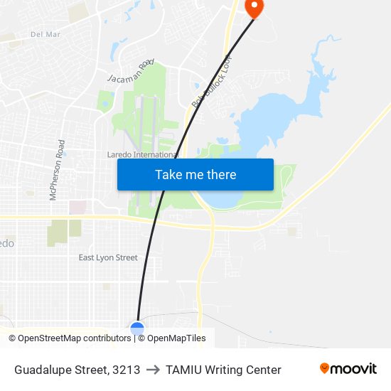 Guadalupe Street, 3213 to TAMIU Writing Center map