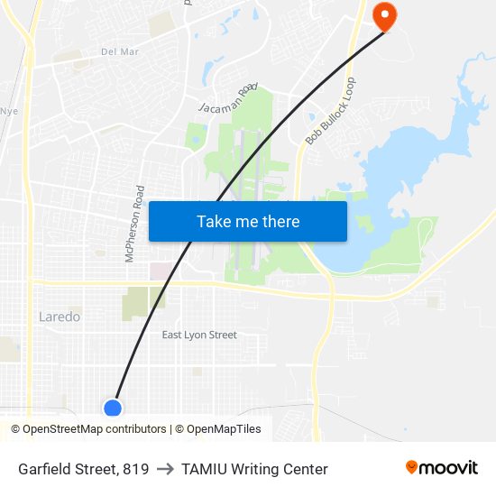 Garfield Street, 819 to TAMIU Writing Center map