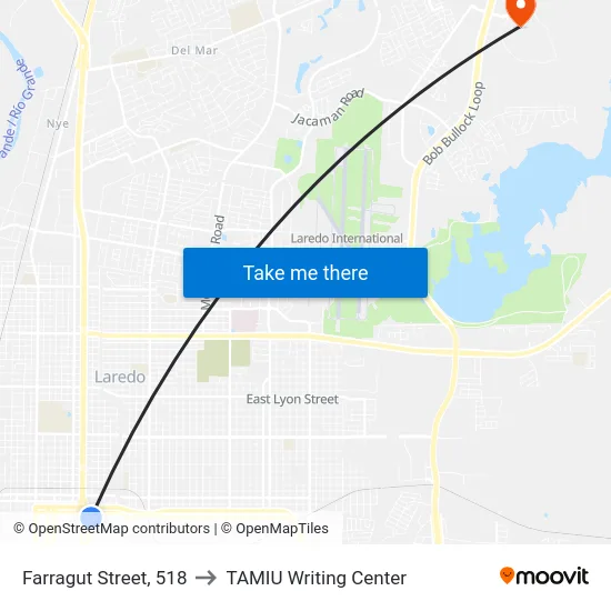 Farragut Street, 518 to TAMIU Writing Center map