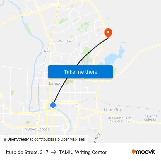 Iturbide Street, 317 to TAMIU Writing Center map