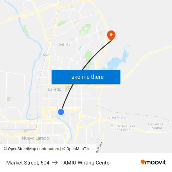 Market Street, 604 to TAMIU Writing Center map