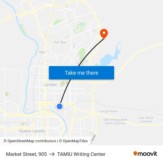 Market Street, 905 to TAMIU Writing Center map