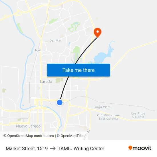 Market Street, 1519 to TAMIU Writing Center map