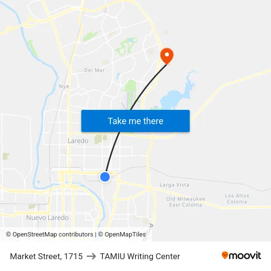 Market Street, 1715 to TAMIU Writing Center map