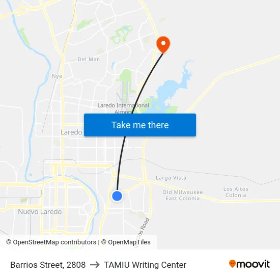 Barrios Street, 2808 to TAMIU Writing Center map