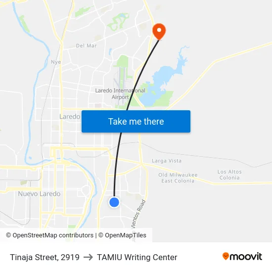 Tinaja Street, 2919 to TAMIU Writing Center map