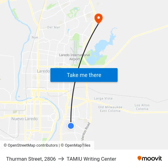 Thurman Street, 2806 to TAMIU Writing Center map