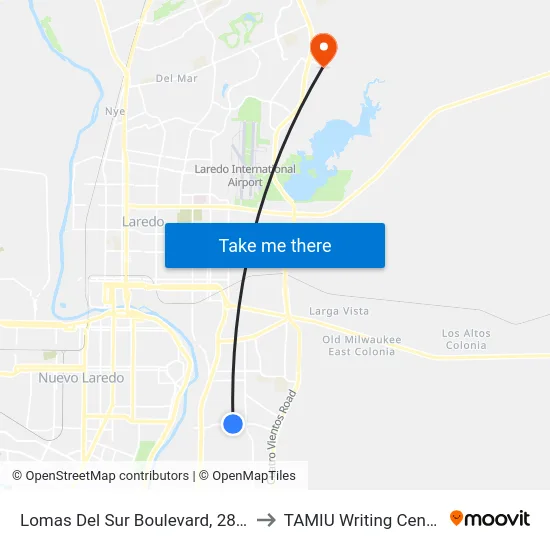 Lomas Del Sur Boulevard, 2819 to TAMIU Writing Center map