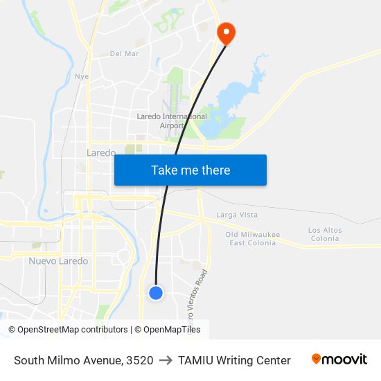 South Milmo Avenue, 3520 to TAMIU Writing Center map