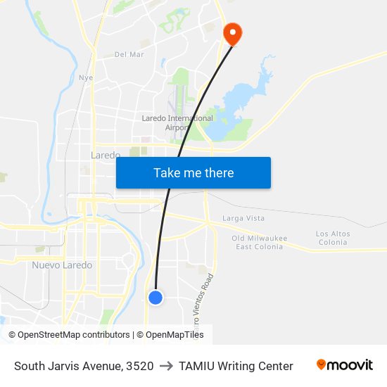 South Jarvis Avenue, 3520 to TAMIU Writing Center map